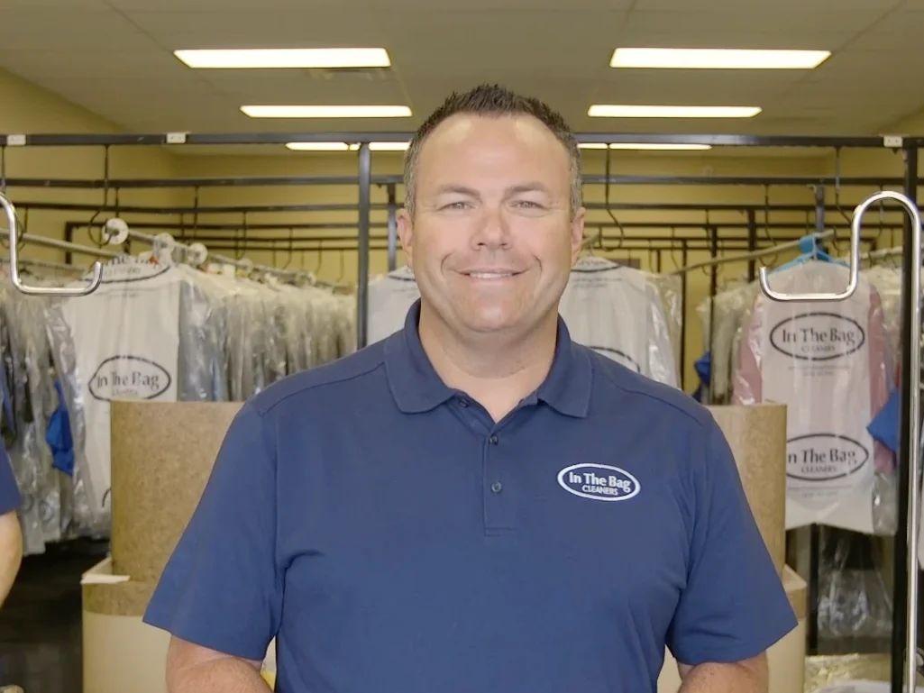 Dave Coyle, owner of In The Bag Cleaners, inside his dry cleaning store