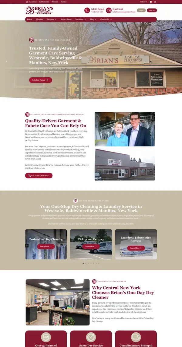 Brian’s One Day Cleaners homepage