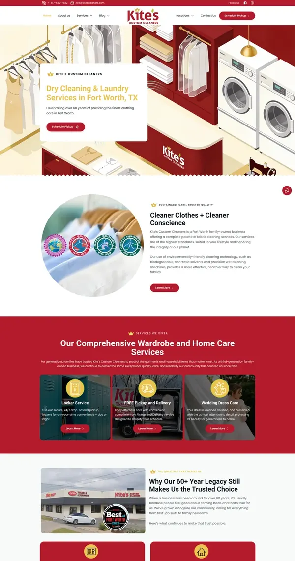 Kite’s Custom Cleaners homepage