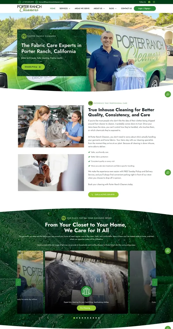 Porter Ranch Cleaners homepage