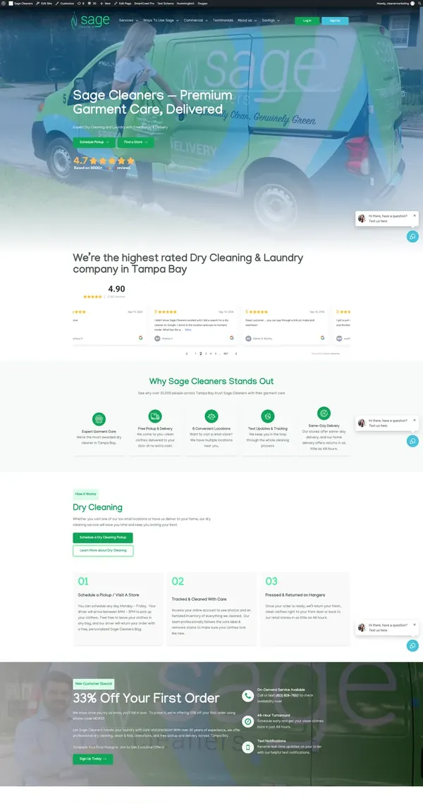 Sage Cleaners homepage