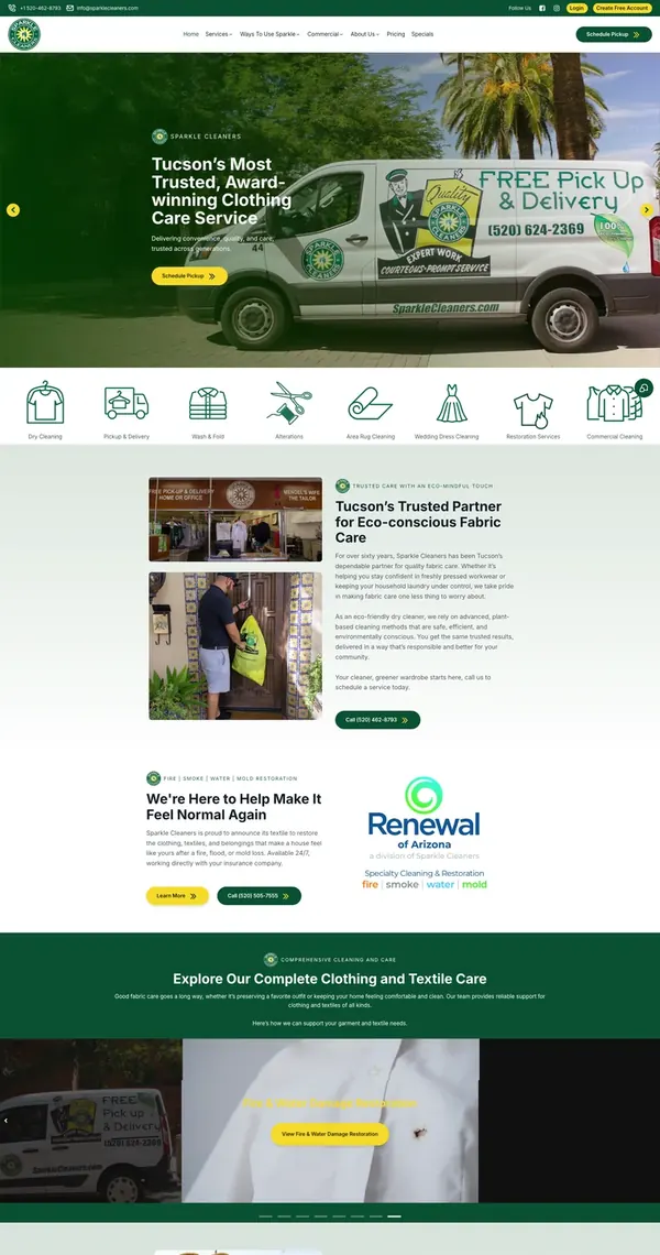 Sparkle Cleaners homepage