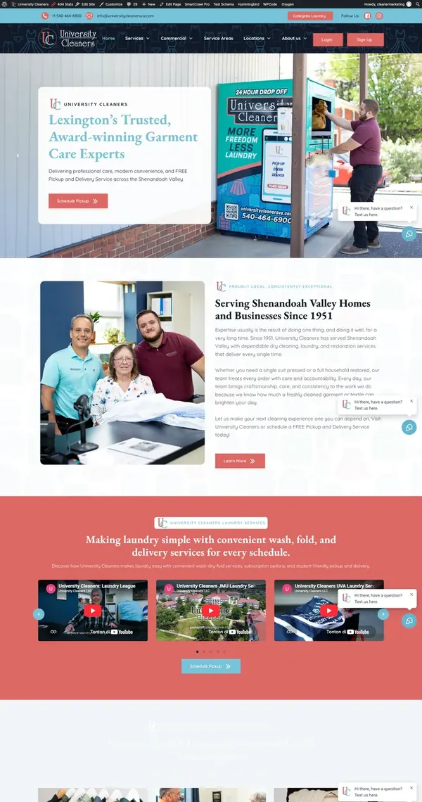 University Cleaners homepage