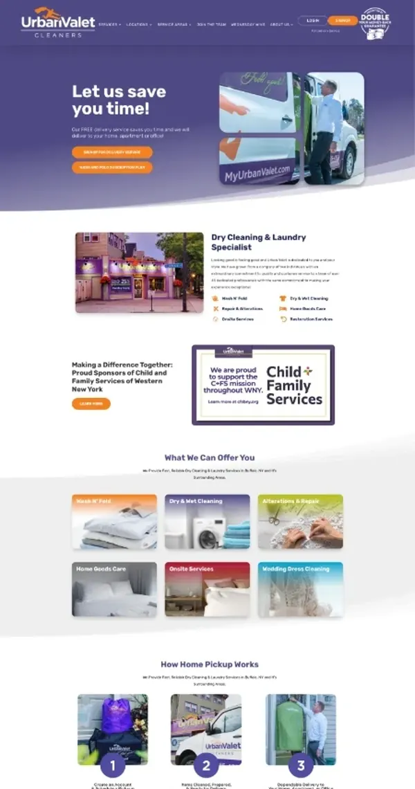 Urban Valet Cleaners homepage